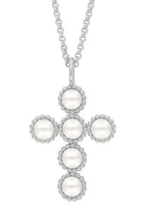 Engelsrufer Damen Kette mit Anhänger "Halskette, Perlen, Kreuz, ERN-GLORY-CROSS", Silber 925 (Sterlingsilber)-Perlen, L: 50cm B: 17,5mm, bunt, Silber