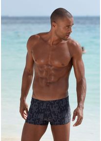Chiemsee Herren Boxer-Badehose, schwarz, Gr. 5, gemustert, Polyamid, Badehosen, mit Innenkordel