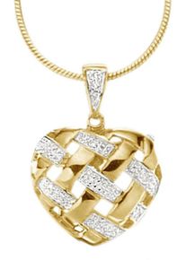 Firetti Damen Herz-Anhänger "Schmuck Geschenk Gold 333 zweifarbig", 0,02 ct P1 = bei 10-facher Vergrößerung erkennbare Einschlüsse, Gelbgold