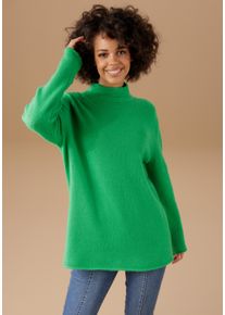 Aniston CASUAL Damen Strickpullover, grün, modisch, Gr. 48, unifarben, Feinstrick, Obermaterial: 75% Polyacryl, 23% Polyamid, 2% Elasthan, Pullover,
