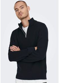 Only & Sons ONLY & SONS Herren Strickpullover "OS Knit", blau, modisch, Gr. XL, unifarben, Strick, Obermaterial: 88% Baumwolle, 12% Nylon, Pullover