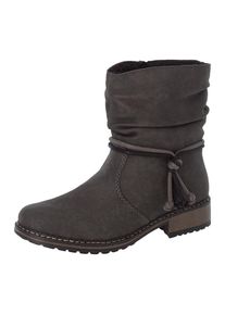 Rieker Damen Winterstiefelette, Gr. 37, grau, Lederimitat, elegant, Schuhe, mit Zierbänder am slouchy Schaft