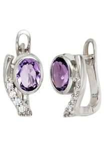 Jobo Damen Paar Creolen, Silber 925 (Sterlingsilber), silber, Silber 925 (Sterlingsilber), Ohrringe, 925 Silber mit Zirkonia