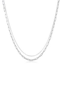 Elli Damen Gliederkette "Layer Glieder Oval Basic Chunky Chain 925 Silber", 40, ohne Stein, Silber 925 (Sterlingsilber), L: 40cm, silber, Silber 925