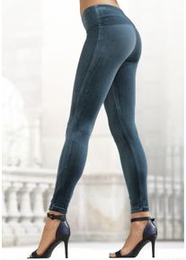 Lascana Damen Leggings, Gr. 32, blau, Samt, Obermaterial: 92% Polyester, 8% Elasthan, modisch, Hosen, in weicher, elastischer Samtoptik