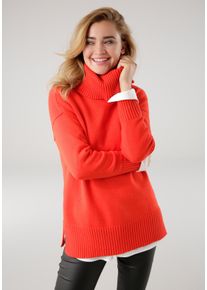 Tamaris Damen Rollkragenpullover, rot, casual, Gr. 32, Strick, Obermaterial: 50% Viskose, 26% Polyamid, 24% Polyester, Pullover, mit Rippdetails