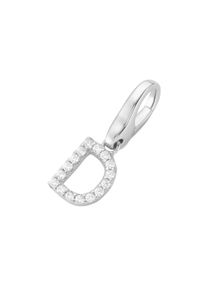 Damen Charm Buchstabe "Buchstabe D, Zirkonia Steine, Silber 925", weiß, Giorgio Martello MILANO, Silber 925 (Sterlingsilber), Charms