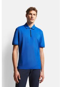 Bugatti Herren Poloshirt, blau, casual, Gr. M, 52% Baumwolle, 44% Polyester, 4% Elasthan, Shirts, mit Reißverschluss