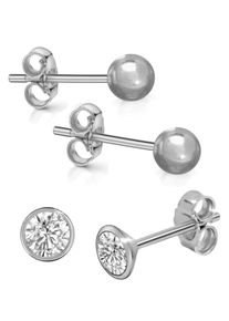 Firetti Damen Ohrstecker-Set "Multipack Schmuck Geschenk Silber 925 Ohrschmuck Kugelohrstecker", Silber 925 (Sterlingsilber), silber, Silber 925
