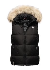 Marikoo Damen Steppweste "Eisflöckchen", schwarz, Gr. S, Obermaterial: 100% Polyester / Innenmaterial: 100% Polyester / Kunstfell: 90% Polyacryl, 10%