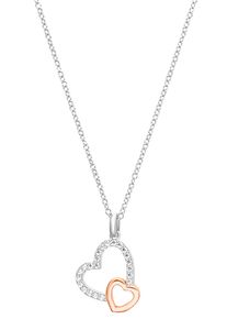 s.Oliver Damen Kette mit Anhänger "Herzen, 2032831, 2032847", Silber 925 (Sterlingsilber), L: 45cm, rosa, Silber 925 (Sterlingsilber), Halsketten,