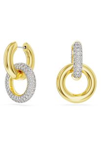 Swarovski Damen Paar Creolen "DEXTERA INTERLINKED, 5668818, 5671807", Metall, gelb, Metall, Ohrringe, mit Swarovski Kristall - Einhänger abnehmbar