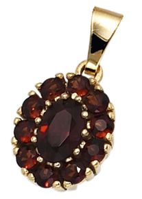 Jobo Damen Ketten-Anhänger "Anhänger oval", Gelbgold 375, gelb, Gelbgold 375, Schmuckanhänger, 375 Gold mit Granat