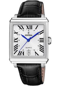 Festina Damen Quarzuhr "On The Square", schwarz, Armbanduhren, Armbanduhr, Herrenuhr, Damenuhr, Lederarmband, Datum