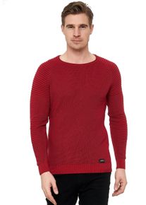 Rusty Neal Herren Strickpullover, rot, casual, Gr. XXL, unifarben, 50% Polyacryl, 50% Baumwolle, Pullover, mit modernem Rundhalsausschnitt