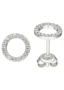 Jobo Damen Paar Ohrstecker, Silber 925 (Sterlingsilber), silber, Silber 925 (Sterlingsilber), Ohrringe, 925 Silber mit 36 Zirkonia 7,7 mm