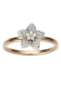 Firetti Damen Goldring "Schmuck Geschenk Gold 585 Damenring Goldring Blume", 17, 0,15 ct P2 = erkennbare Einschlüsse, Roségold 585-Weißgold