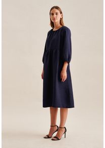 Seidensticker Damen Sommerkleid "Schwarze Rose", blau, Gr. 40, unifarben, 49% Viskose 38% Leinen 13% Polyester, Kleider, 3/4-Arm Rundhals Uni