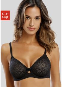 Nuance Damen Minimizer-BH, Gr. 100, schwarz, Spitze, Obermaterial: 91% Polyamid, 9% Elasthan, feminin, BHs, mit Bügel aus leicht transparenter