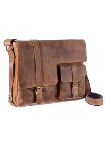 Damen Messenger Bag "Montenegro", GreenLand Nature, braun, Rindsleder, vintage, unifarben, Taschen, aus Rindsleder mit Laptopfach