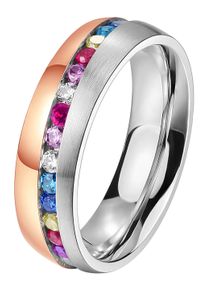 DOOSTI Trauring "Schmuck Geschenk Edelstahl Trauring Ehering Partnerring LIEBE", 60,mit Zirkonia, Edelstahl, 6mm, rosa, Edelstahl, Fingerringe,