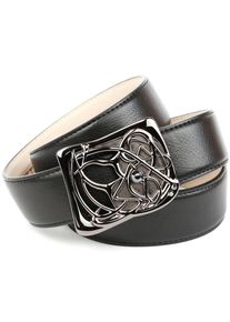 Anthoni Crown Damen Ledergürtel, schwarz, Gr. 90, unifarben, Leder, Gürtel, mit Designer Schließe
