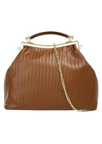 CLUTY Damen Henkeltasche, braun, Leder, Taschen, echt Leder, Made in Italy