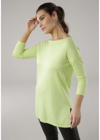 Laura Scott Damen Longpullover, grün, Basic, Gr. 36, meliert, Feinstrick, Obermaterial: 70% Viskose, 30% Polyamid, Pullover, mit Seitenschlitzen