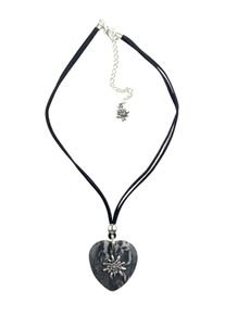 Allgäu Rebell ALLGÄU REBELL Damen Kette mit Anhänger "Lore", schwarz, Basic, Stein, Halsketten, Herzanhänger mit Edelweiß