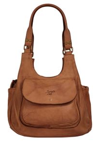 Samantha Look Damen Umhängetasche, braun, Leder, unifarben, leicht glänzend, Taschen, echt Leder, Made in Italy