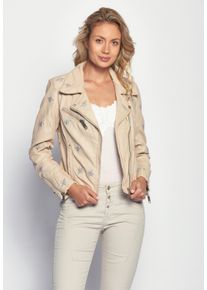 Maze Damen Lederjacke "Blackridge", beige, Gr. S, Obermaterial: 100% Lammleder / Futter: 100% Polyester, Jacken