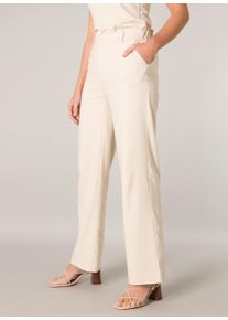 Base Level Damen Stoffhose, beige, casual, Gr. 46, unifarben, Stoff, Obermaterial: 77% Viskose, 20% Nylon, 3% Elasthan, Hosen, mit Schlag und Elasthan