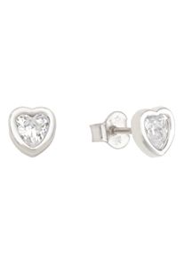 Amor Damen Paar Ohrstecker "Herzen, 2014227", Weißgold 375, silber, Weißgold 375, Ohrringe, mit Zirkonia (synth.)