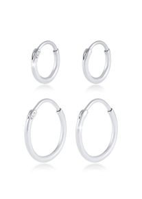 Kuzzoi Herren Paar Creolen "Herren Creolen Basic (4 tlg) 925 Silber", OneSize, ohne Stein, Silber 925 (Sterlingsilber), silber, Silber 925