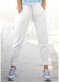 ELBSAND Damen Sweathose "Brinja", weiß, casual, Gr. XL, unifarben, angeraute Sweatware, Obermaterial: 95% Baumwolle, 5% Elasthan, Hosen, mit