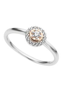 Firetti Damen Solitärring "Schmuck Geschenk Gold 585 Damenring Verlobungsring Goldring", 16, 0,11 ct P2 = erkennbare Einschlüsse, Weißgold