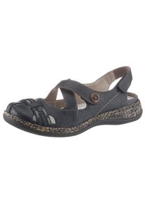 Rieker Damen Klettschuh, Gr. 37, blau, Leder, kontrastfarbene Details, sportlich, Schuhe, Sommerschuh, Keilabsatz, Riemchensandale, mit Kontrastnähten