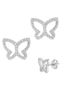 Firetti Mädchen Paar Ohrstecker "Schmuck Geschenk Silber 925 Ohrschmuck Glitzerohrstecker Schmetterling", Silber 925 (Sterlingsilber), silber, Silber