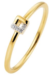 Jobo Damen Diamantring, 56, SI = kleine Einschlüsse, Gelbgold 585-Diamanten, gelb, Gelbgold 585, Diamanten, Fingerringe, schmal 585 Gold bicolor mit