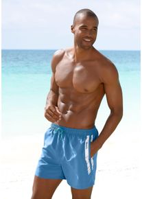Bench. Herren Badeshorts, blau, Gr. S, unifarben mit Farbeinsatz, Polyester, Badehosen, mit Logodruck