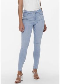 Only Damen Skinny-fit-Jeans "ONLPOWER MID PUSH UP SK DNM AZG944 NOOS", blau, casual, Gr. XS, Abriebeffekte, Denim/Jeans, Obermaterial: 92% Baumwolle,