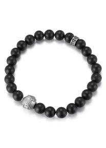 Firetti Herren Perlenarmband "Schmuck Geschenk Armschmuck Armkette Perle", Edelstahl-Nylon, schwarz, Edelstahl, Nylon, Armbänder, mit Onyx, Jaspis