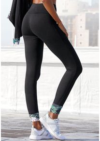 Kangaroos Damen Leggings, Gr. 36, schwarz, Single Jersey, Obermaterial: 93% Baumwolle, 7% Elasthan, unifarben mit Farbeinsatz, Basic, Hosen, mit