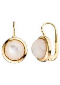 Jobo Damen Paar Ohrhänger, Gelbgold 333, gold, Gelbgold 333, Ohrringe, rund 333 Gold mit Perlmutt