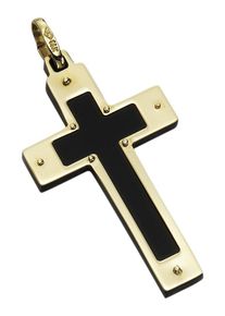 Firetti Damen Kreuz-Anhänger "Schmuck Geschenk Gold 333 Halsschmuck Anhänger für Halskette Kreuz", Gelbgold 333-Acryl, 1,7 g, schwarz, Gelbgold 333,