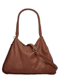 Samantha Look Damen Shopper, braun, Leder, unifarben, leicht glänzend, Taschen, echt Leder, Made in Italy