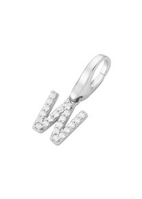 Damen Charm Buchstabe "Buchstabe W, Zirkonia Steine, Silber 925", weiß, Giorgio Martello MILANO, Silber 925 (Sterlingsilber), Charms