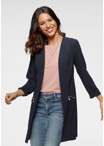 Laura Scott Damen Longblazer, blau, feminin, Gr. 36, Jersey, Obermaterial: 97% Polyester, 3% Elasthan, Blazer, mit Reißverschlüssen