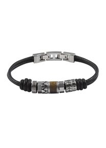 Fossil Herren Armband "JF84196040", Edelstahl-Leder-Holz, bunt, Edelstahl, Leder, Holz, Armbänder