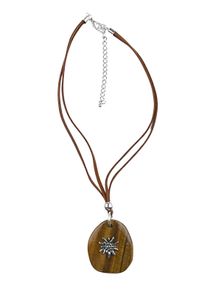 Allgäu Rebell ALLGÄU REBELL Damen Kette mit Anhänger "Evi", braun, Basic, Stein, Halsketten, mit Edelweiß